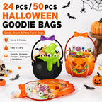 12/24/36/48/60 Pcs Halloween Plastic Goodie Bags, Trick or Treat Candy Bags🎃🍬