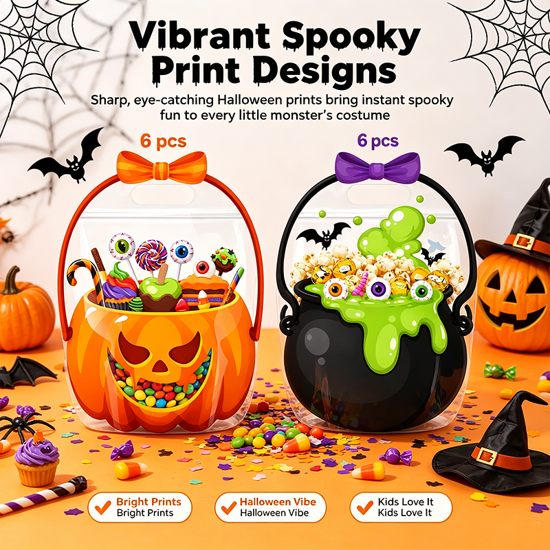 12/24/36/48/60 Pcs Halloween Plastic Goodie Bags, Trick or Treat Candy Bags🎃🍬