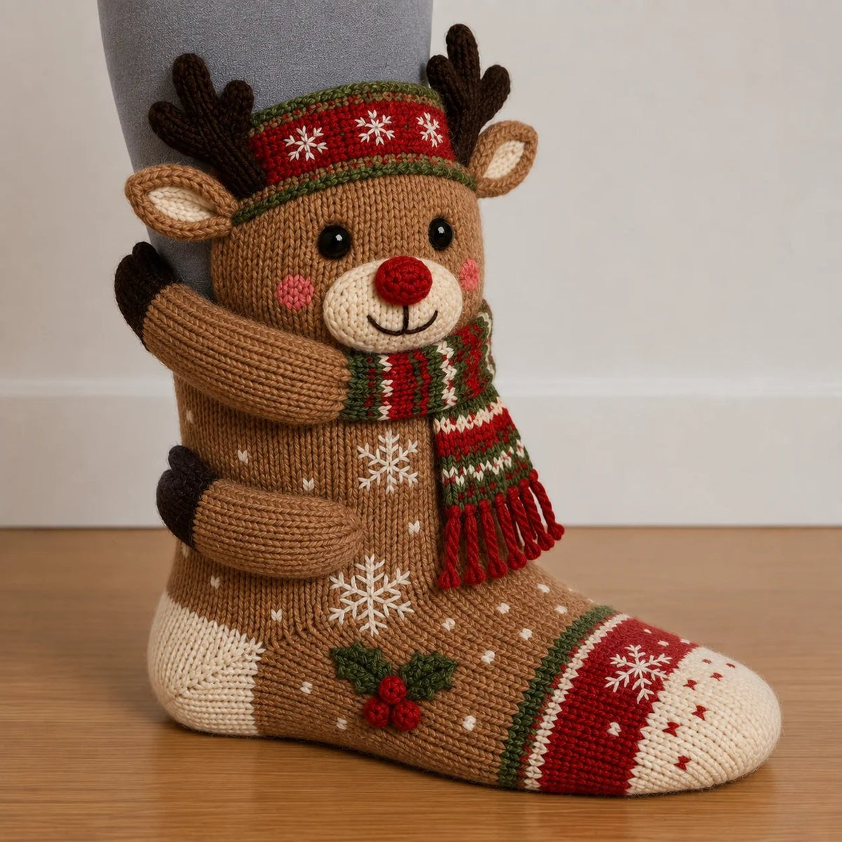 🎄🧦Xmas Hugging Christmas Socks 🎅 Cute Knit Holiday Socks 5 Designs