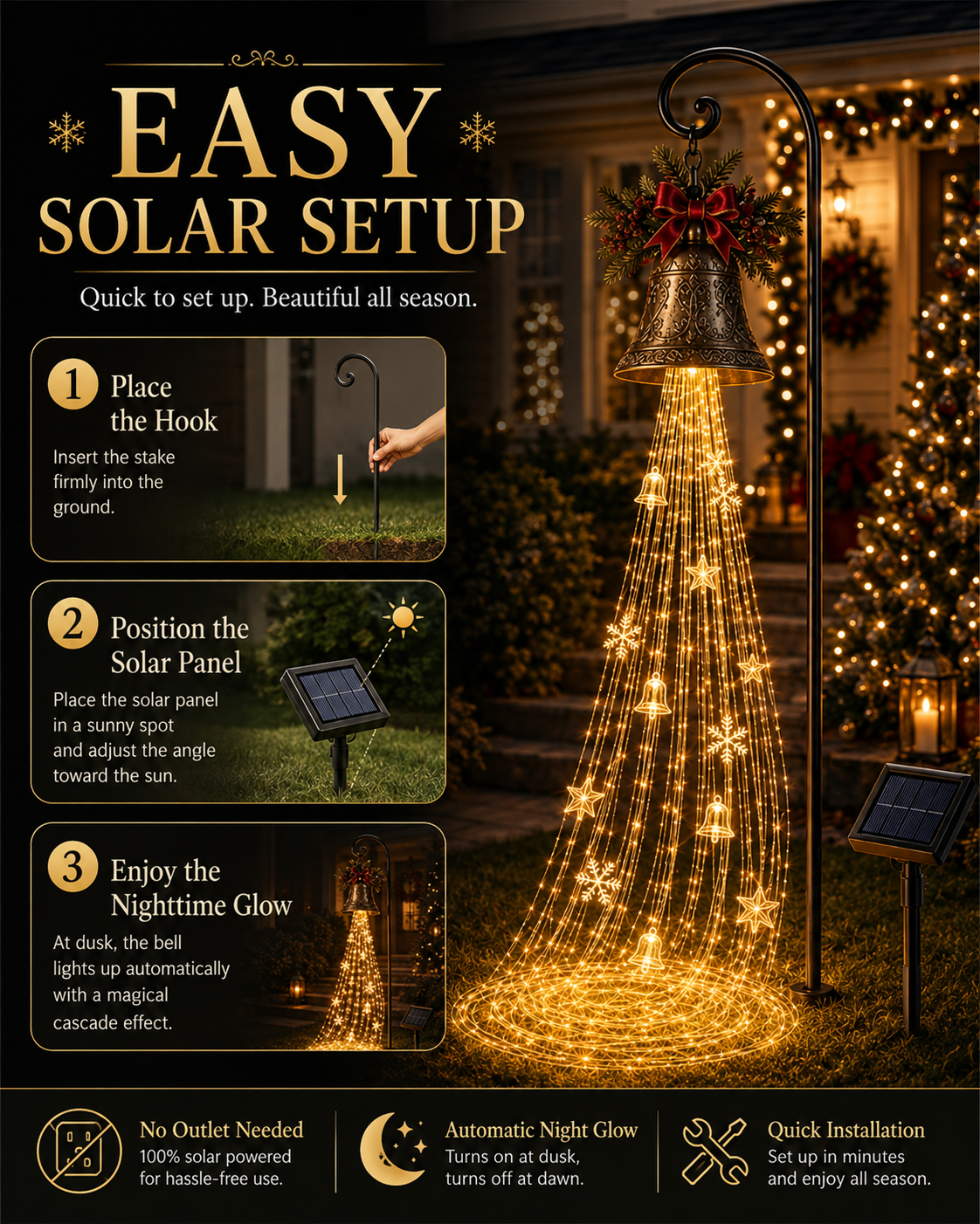 🔥2026 Hot Sale 🎄🔔Solar Christmas Bell Yard Lights