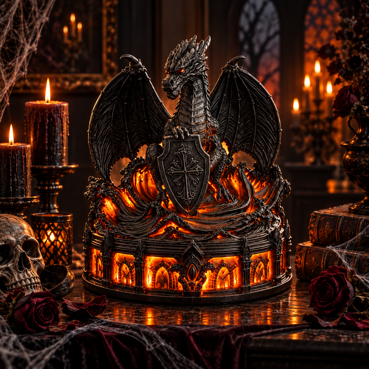 🐉 Gothic Dragon Guardian – Glowing Medieval Fantasy Decor