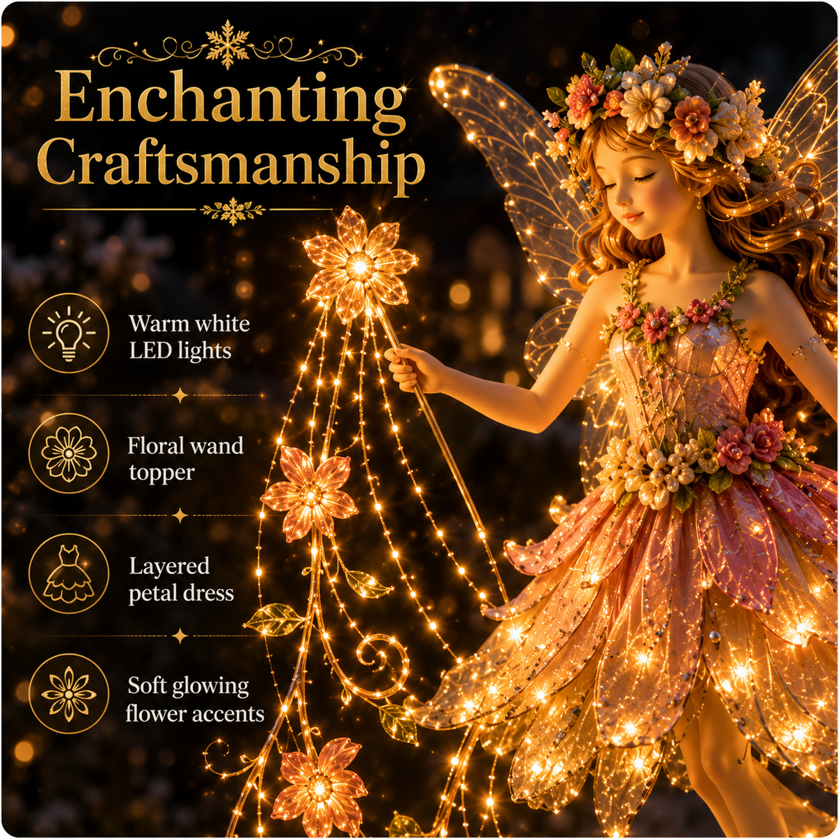 🎁Today Save 49% OFF ✨ Enchanted Flower Fairy Solar Garden Light – Magical Glowing Outdoor Christmas Yard Decor 🧚🌸