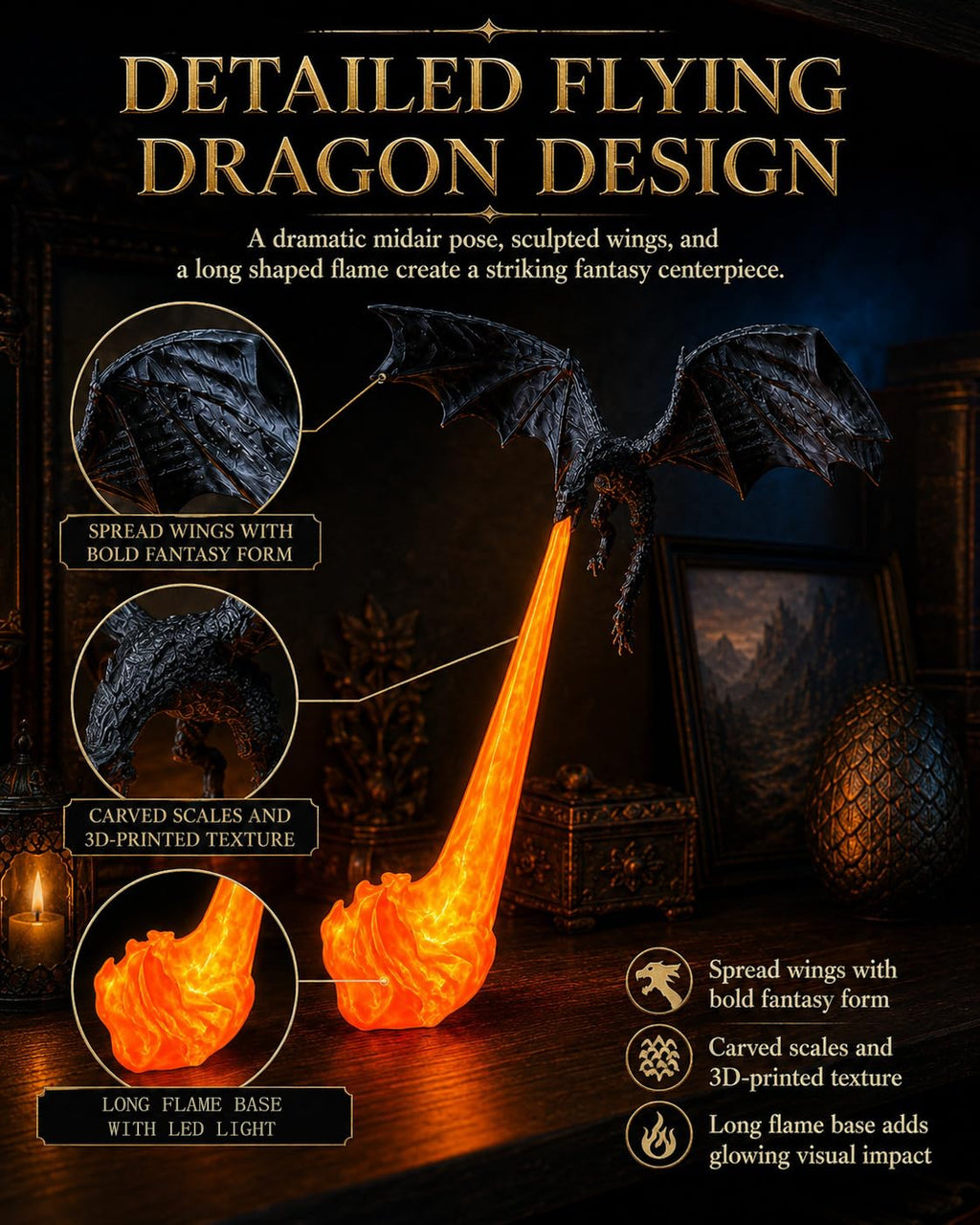 🐉 Dragon Flame LED Decor Lamp