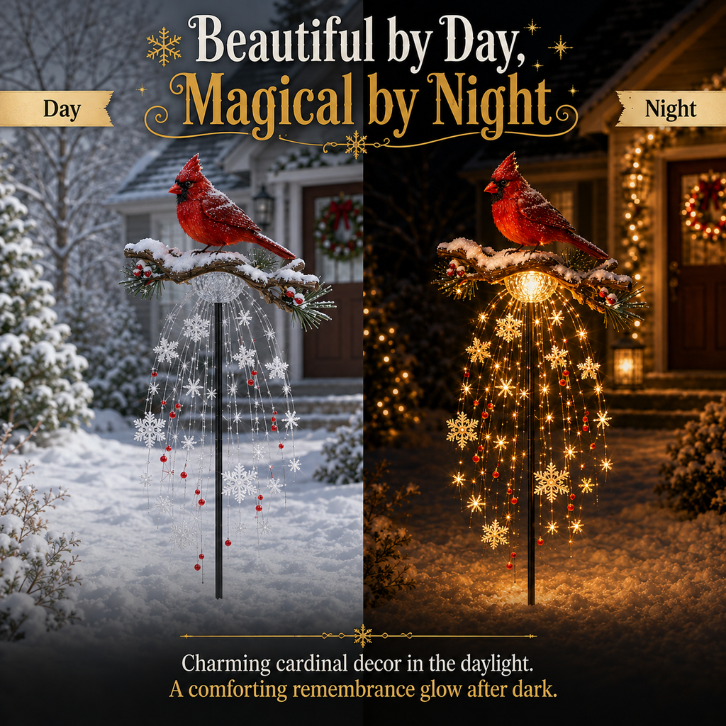 🌲 Christmas Discount - 45% OFF🐦Cardinal Memory Fountain – Lighted Christmas Remembrance Garden Decor❤️