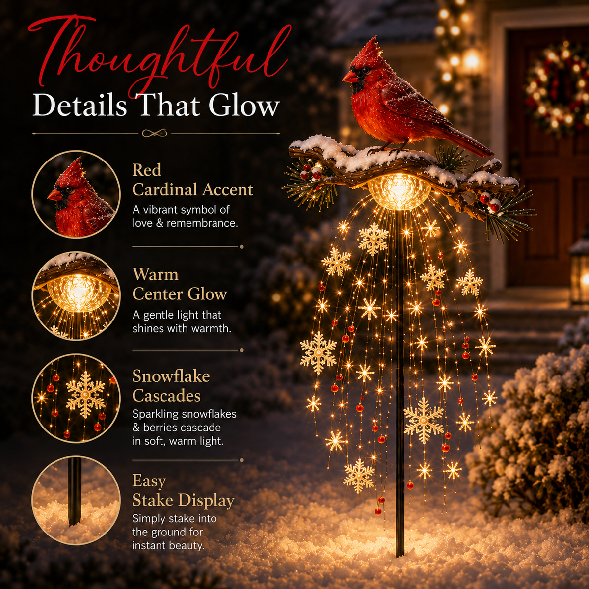 🌲 Christmas Discount - 45% OFF🐦Cardinal Memory Fountain – Lighted Christmas Remembrance Garden Decor❤️