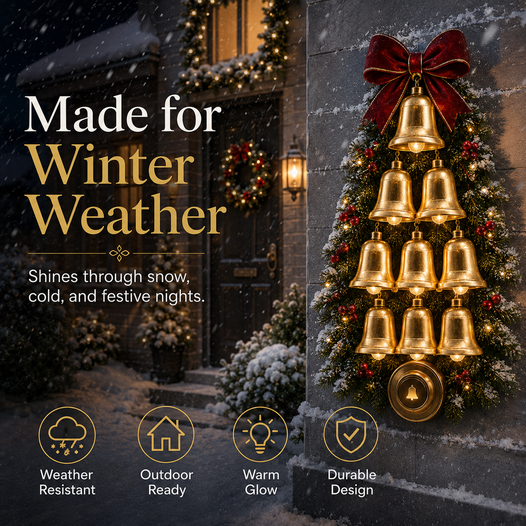 🔔 Christmas Bell Cascade Doorbell – Light-Up Holiday Chime Door Decor 🎄