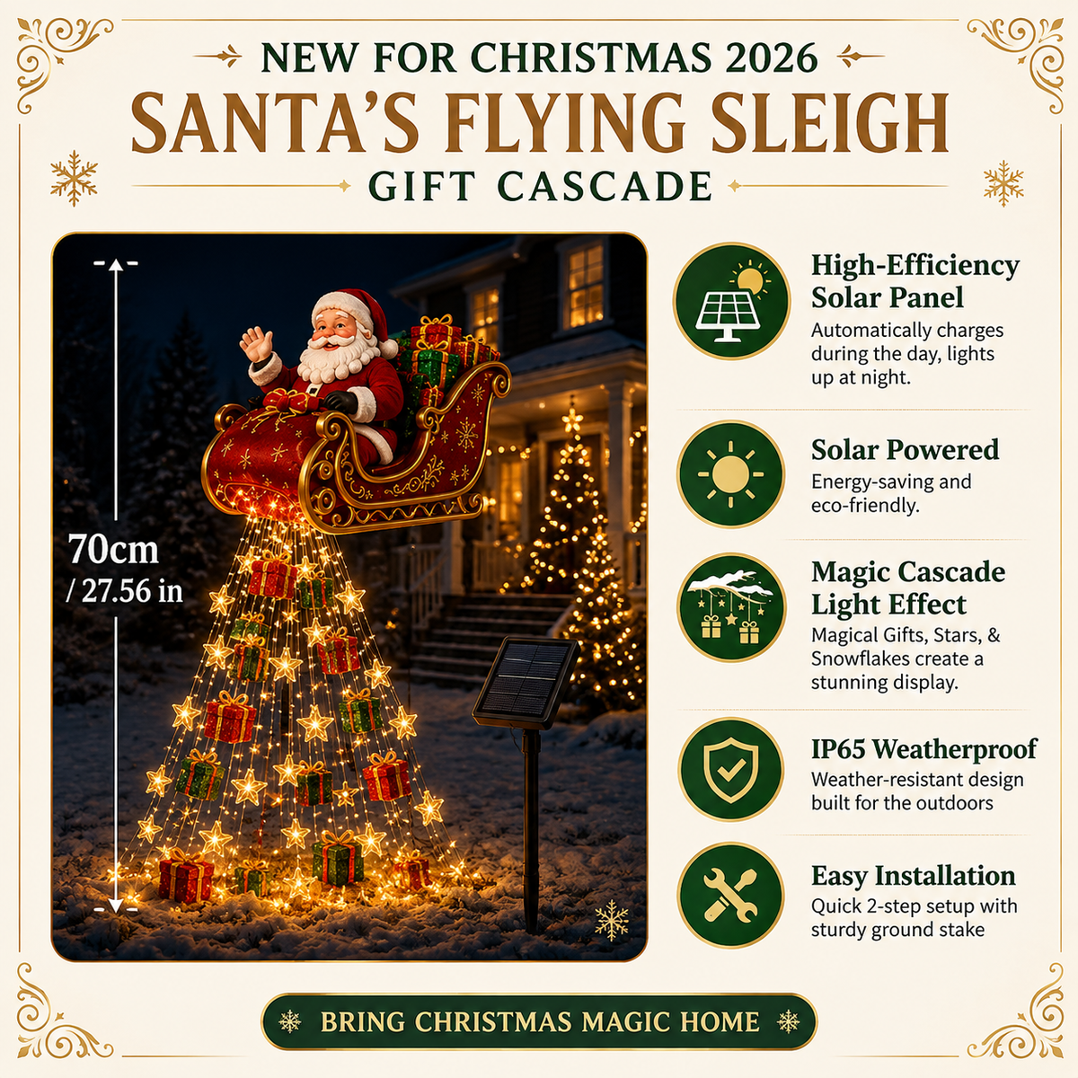 🔔🎄 Festive From Every Angle ✨– Magical Christmas Cascade Solar Garden Light🎄🎁