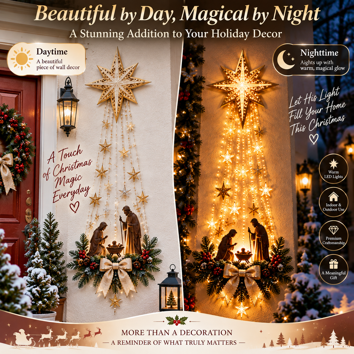 ✨Last Day 54% OFF✨✝️ Bethlehem Star of Faith – Lighted Nativity Wall Decor