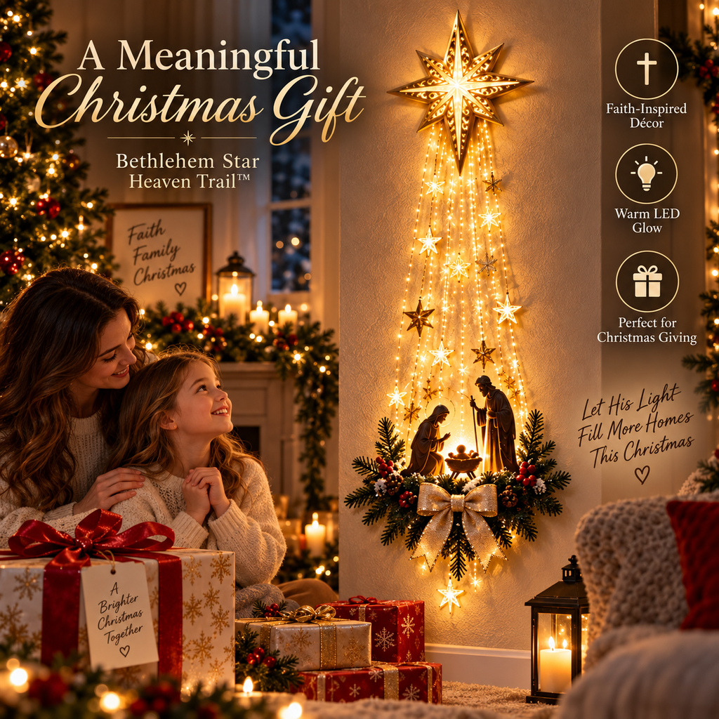 ✨Last Day 54% OFF✨✝️ Bethlehem Star of Faith – Lighted Nativity Wall Decor
