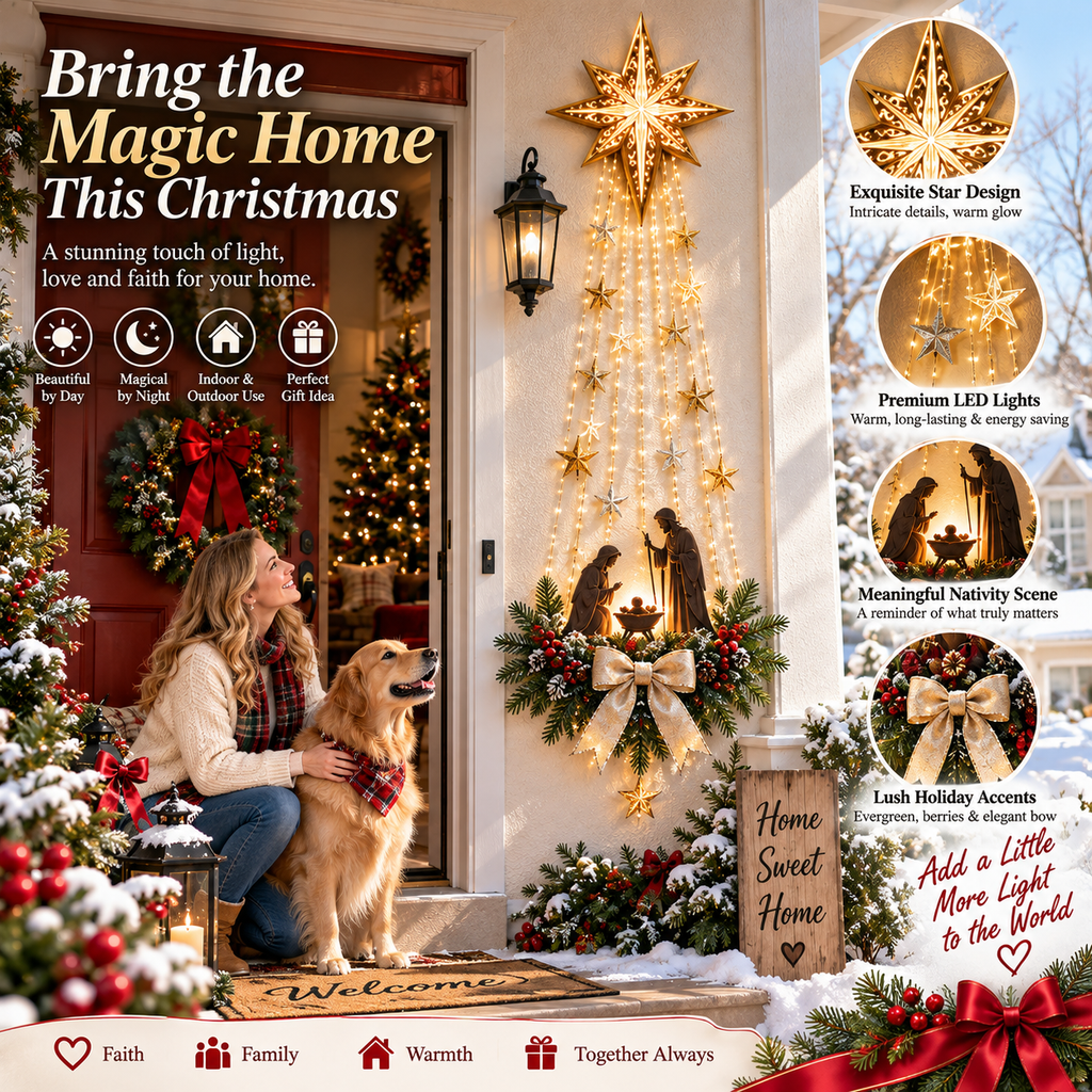 ✨Last Day 54% OFF✨✝️ Bethlehem Star of Faith – Lighted Nativity Wall Decor