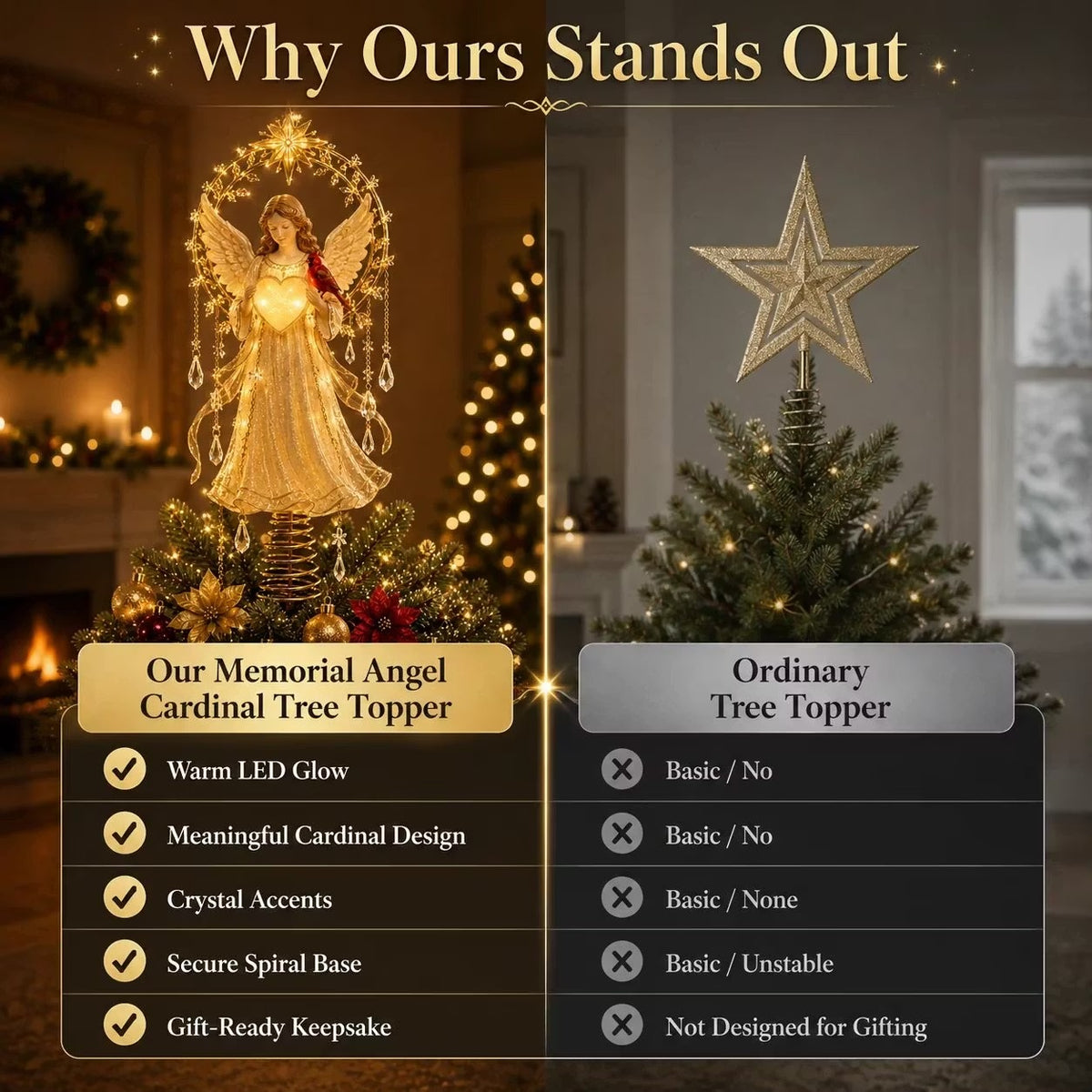 🎄 Lighted Memorial Christmas Tree Topper Collection