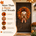 🍂 Lighted Scarecrow Fall Wreath for Front Door