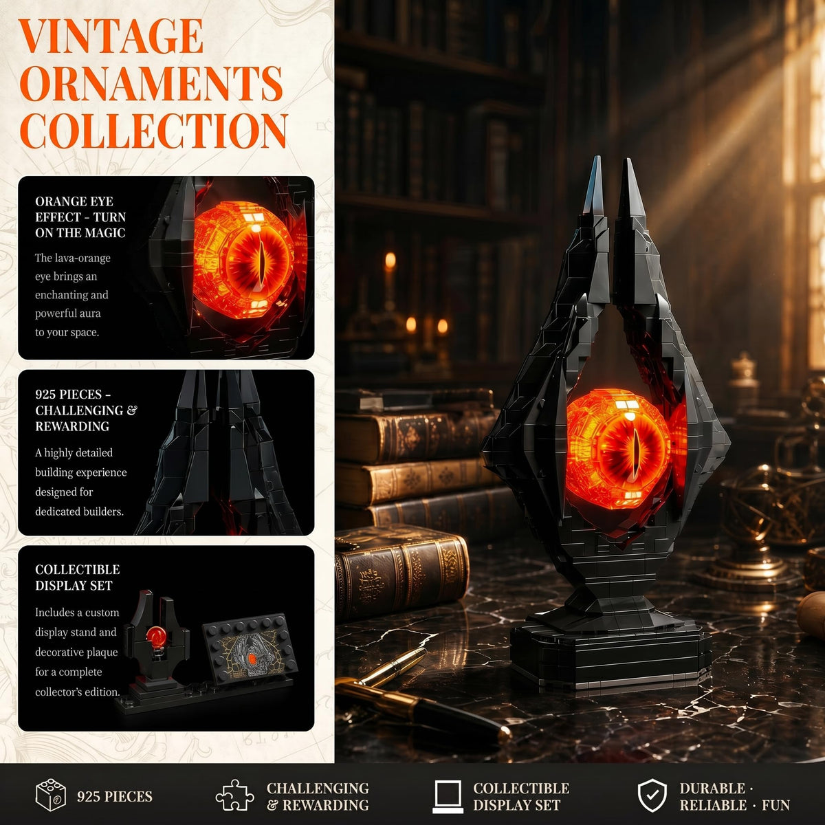 👁️ Eye of Sauron Building Block Lamp | Vintage Ornaments Collection