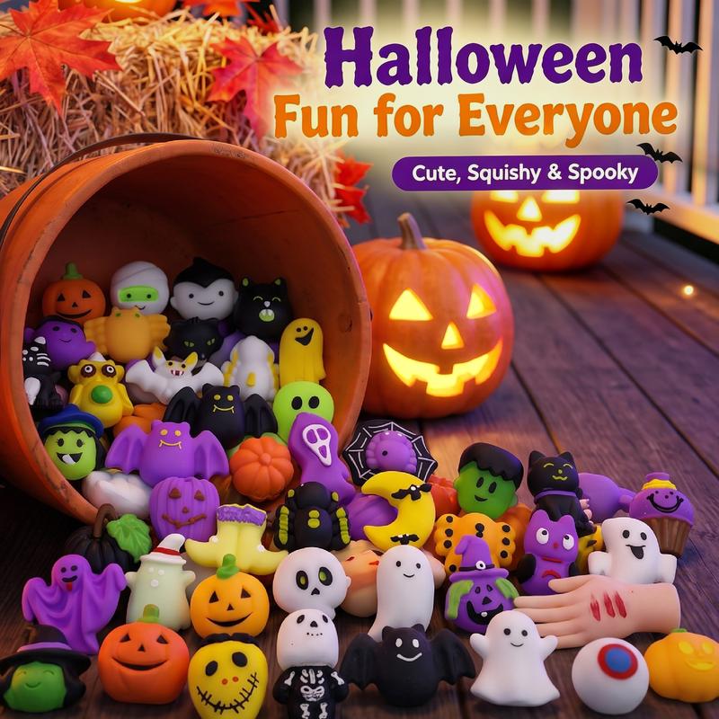 🔥LAST DAY SALE ONLY ￡13.99!!🎁Halloween Squishies Stress Relief Toy Set, Classic Pumpkin/Ghost/Bat Shapes, Super Soft TPR Material with Elastic Squeeze Feel, Washable & Durable, Assorted 24 pcs for Party Favors, Classroom Rewards & Trick-or-Treat