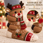 🎄🧦Xmas Hugging Christmas Socks 🎅 Cute Knit Holiday Socks 5 Designs