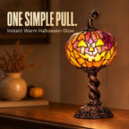 🎃 Vintage Mosaic Pumpkin Glow Lamp – Cozy Halloween Table Decor