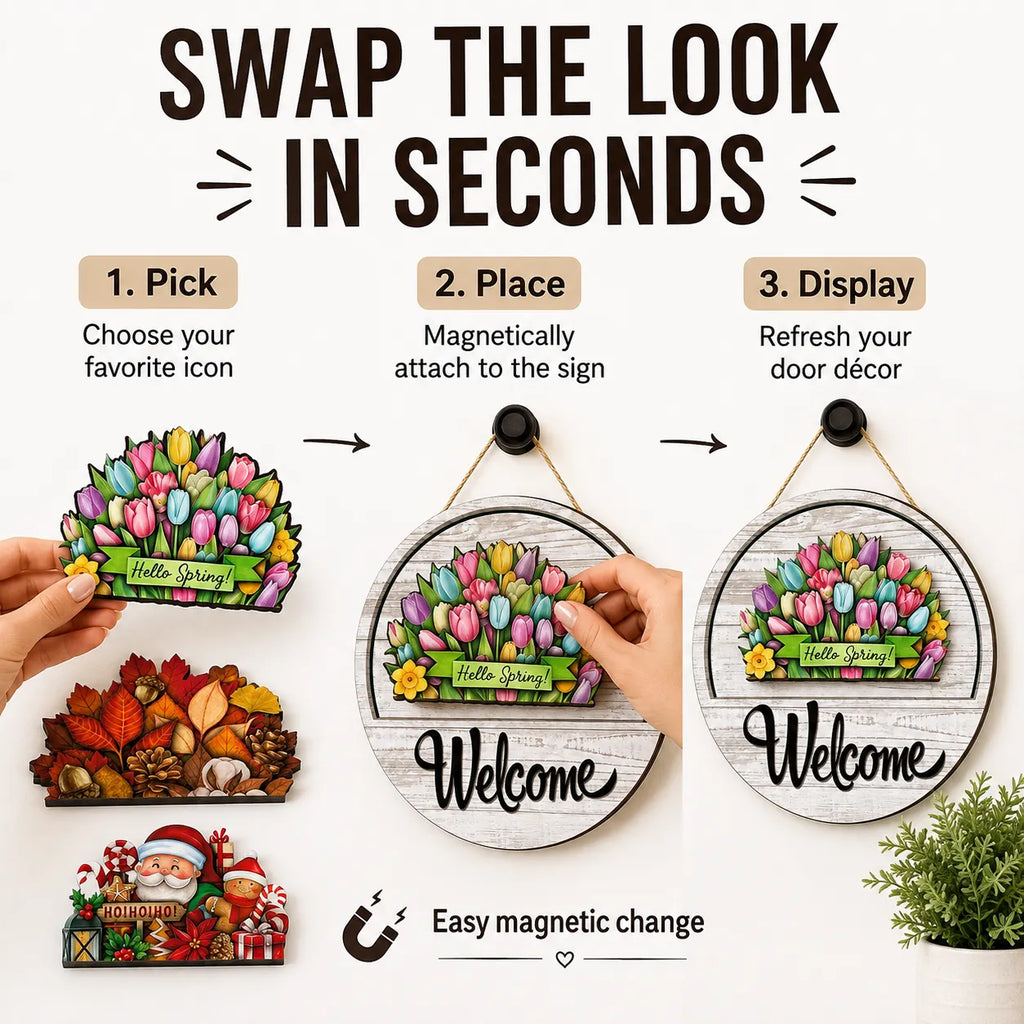 🔥 LIMITED-TIME 50% OFF — 16 Pcs Interchangeable Welcome Sign for Front Door