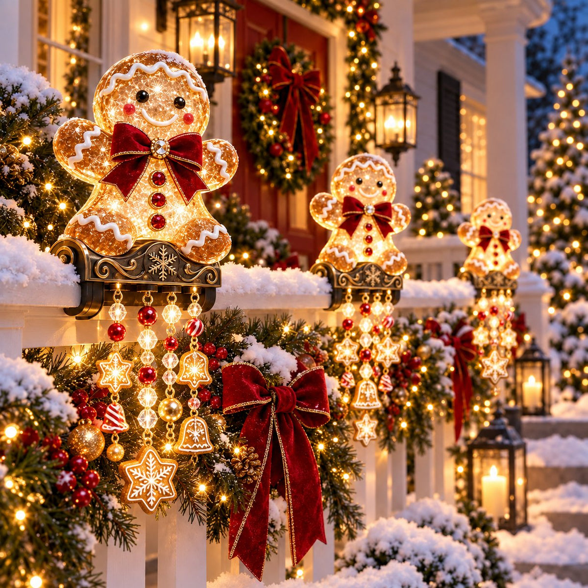 🔔🎄 Christmas Porch Railing Lights – 4 Festive Character Designs