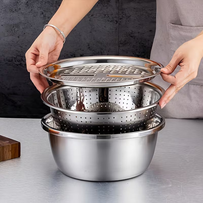 Stainless Steel Kitchen Set 3pcs with Integrated Grinder