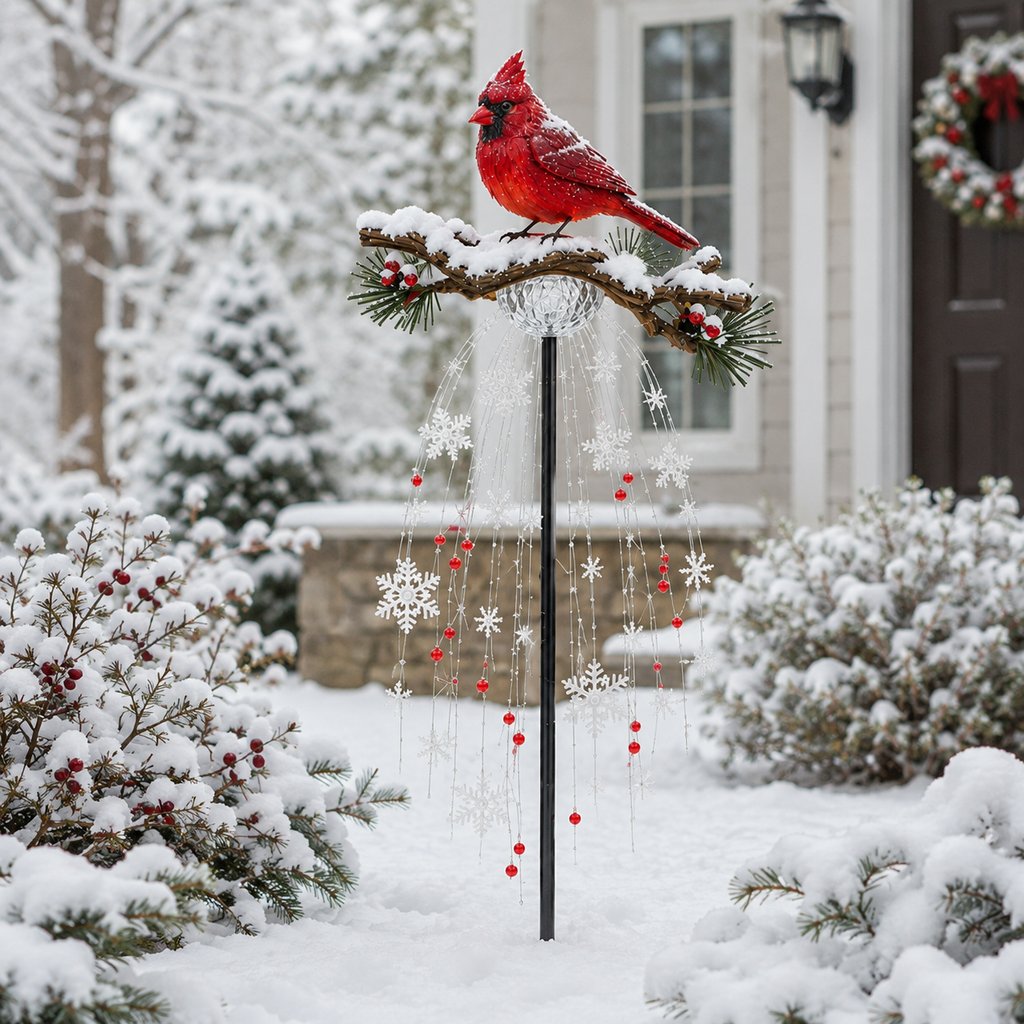 🌲 Christmas Discount - 45% OFF🐦Cardinal Memory Fountain – Lighted Christmas Remembrance Garden Decor❤️
