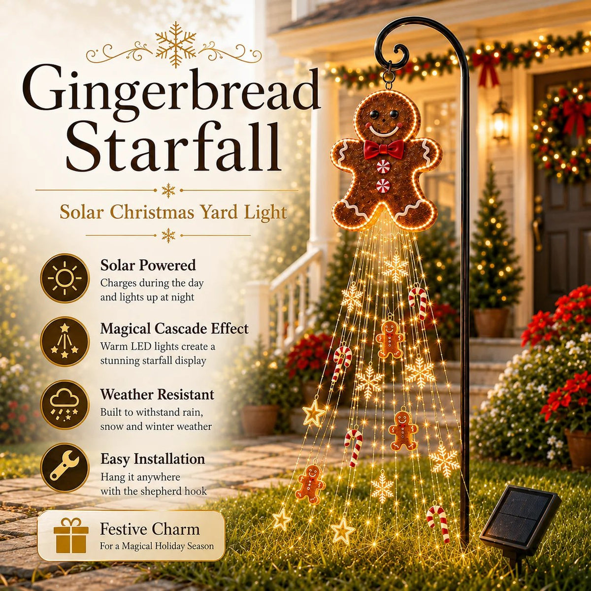 🎁Christmas Magic Pathway🎄Gingerbread Magic Solar Holiday Yard Light🍪