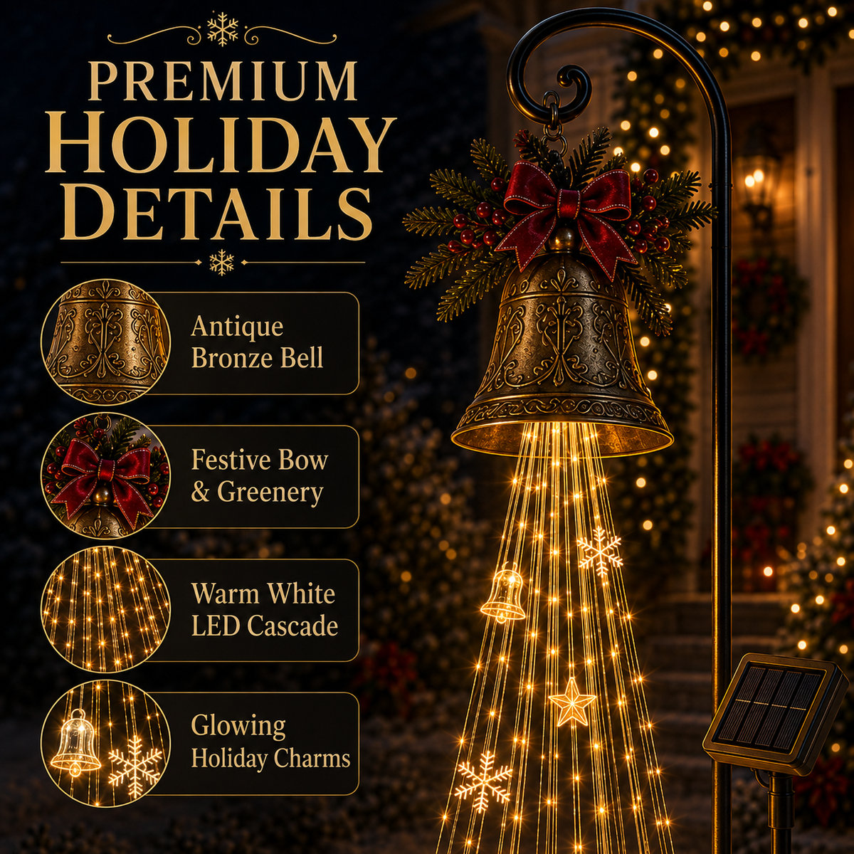 🔥2026 Hot Sale 🎄🔔Solar Christmas Bell Yard Lights
