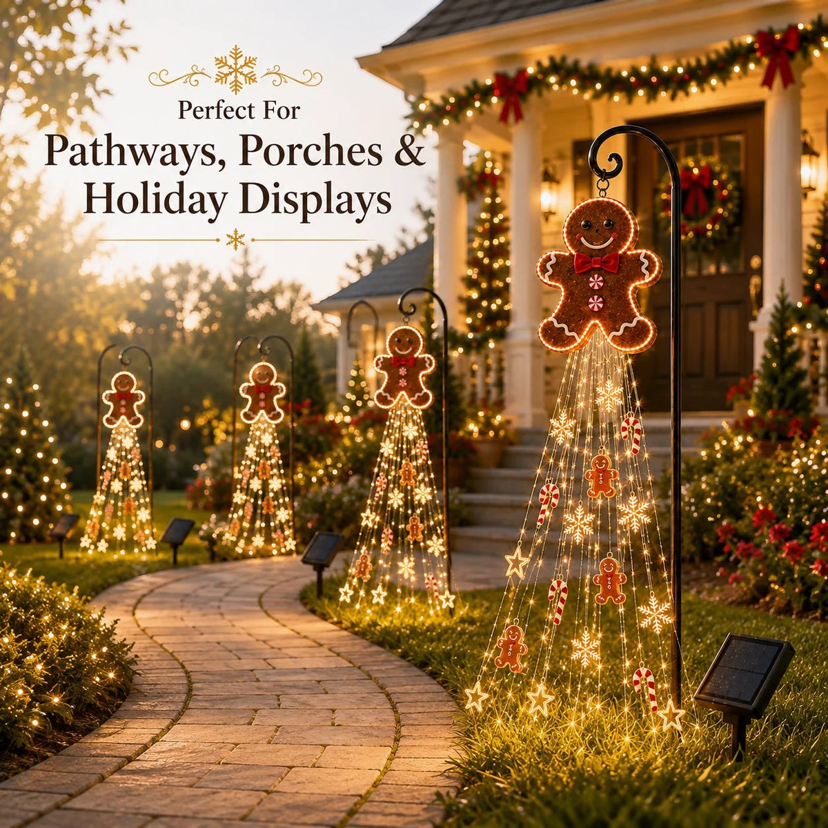 🎁Christmas Magic Pathway🎄Gingerbread Magic Solar Holiday Yard Light🍪
