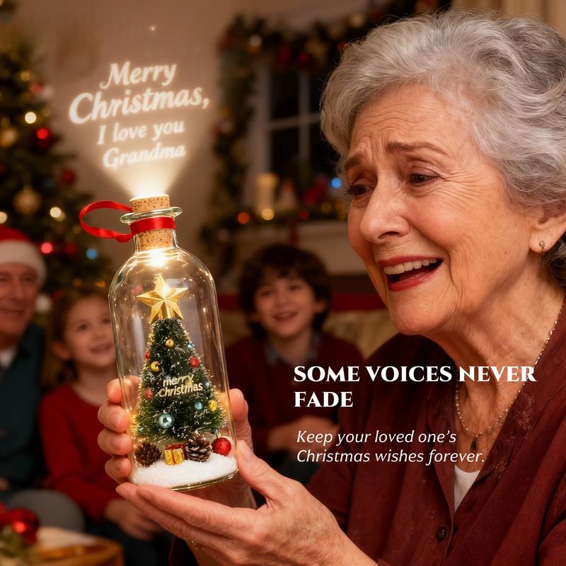 🎄 Voice Recording Christmas Tree Glass Bottle Ornament