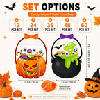 12/24/36/48/60 Pcs Halloween Plastic Goodie Bags, Trick or Treat Candy Bags🎃🍬