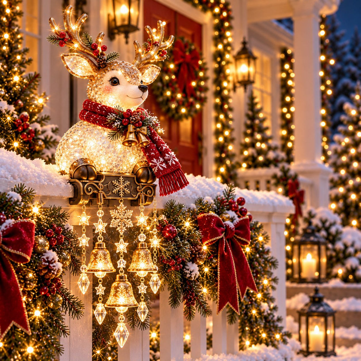 🔔🎄 Christmas Porch Railing Lights – 4 Festive Character Designs