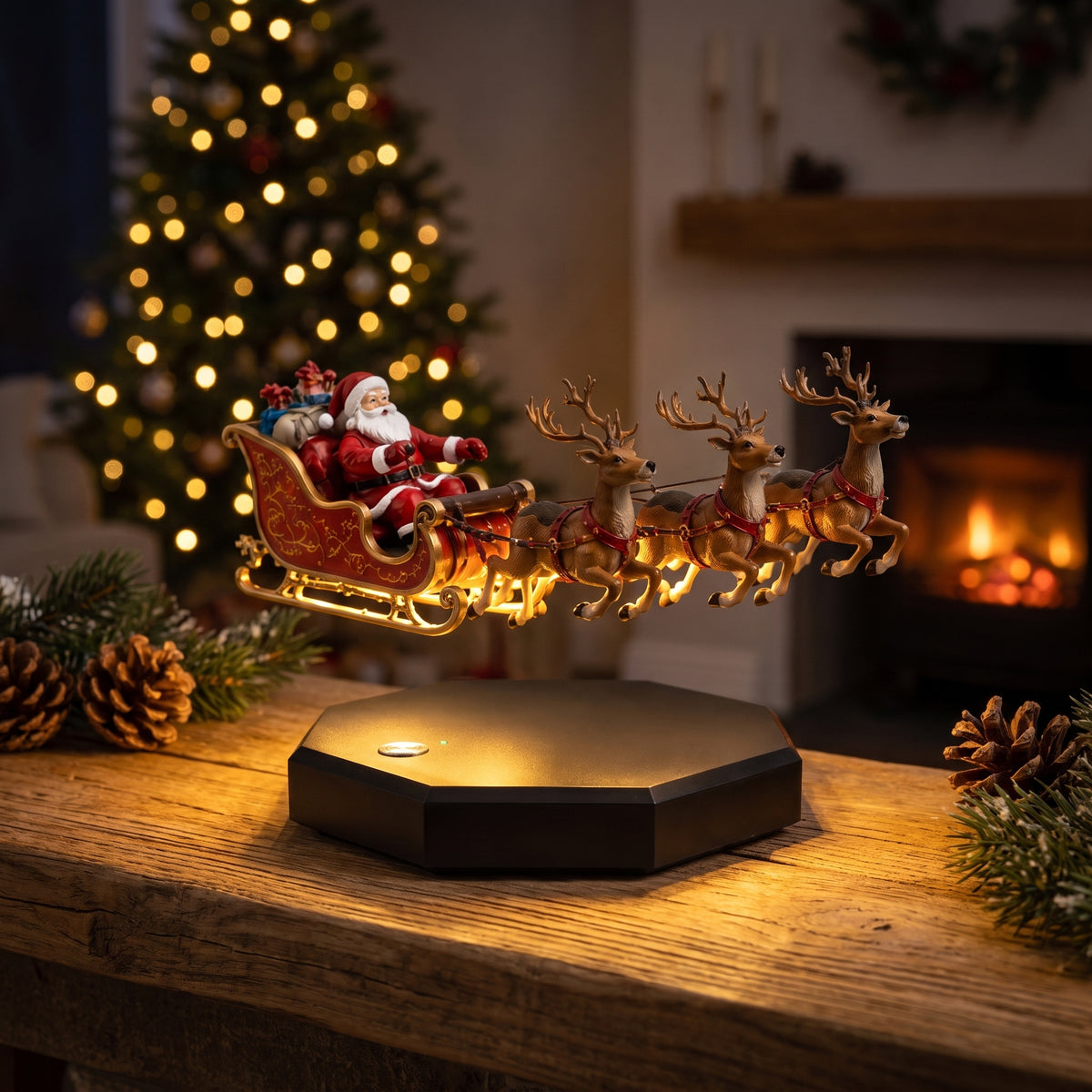 🎅 Magnetic Levitating Santa Sleigh With Reindeer