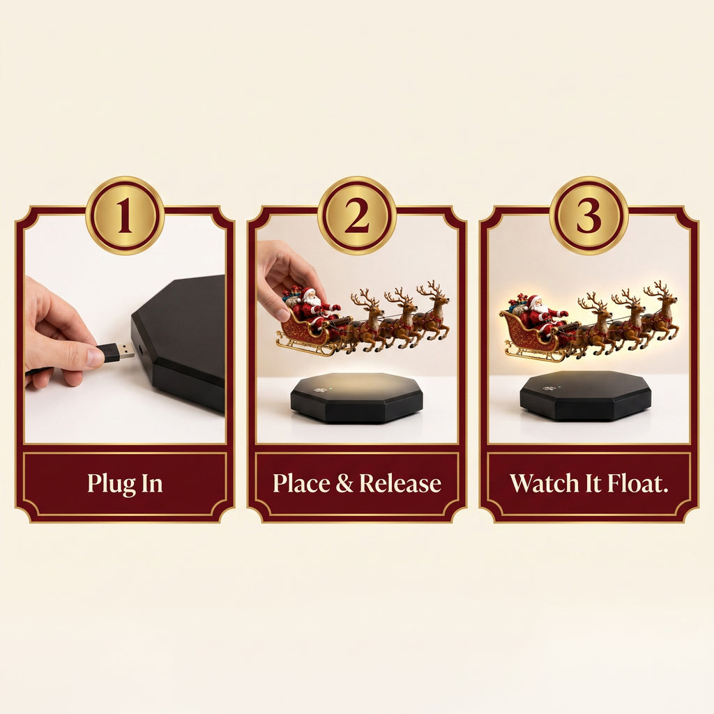 🎅 Magnetic Levitating Santa Sleigh With Reindeer