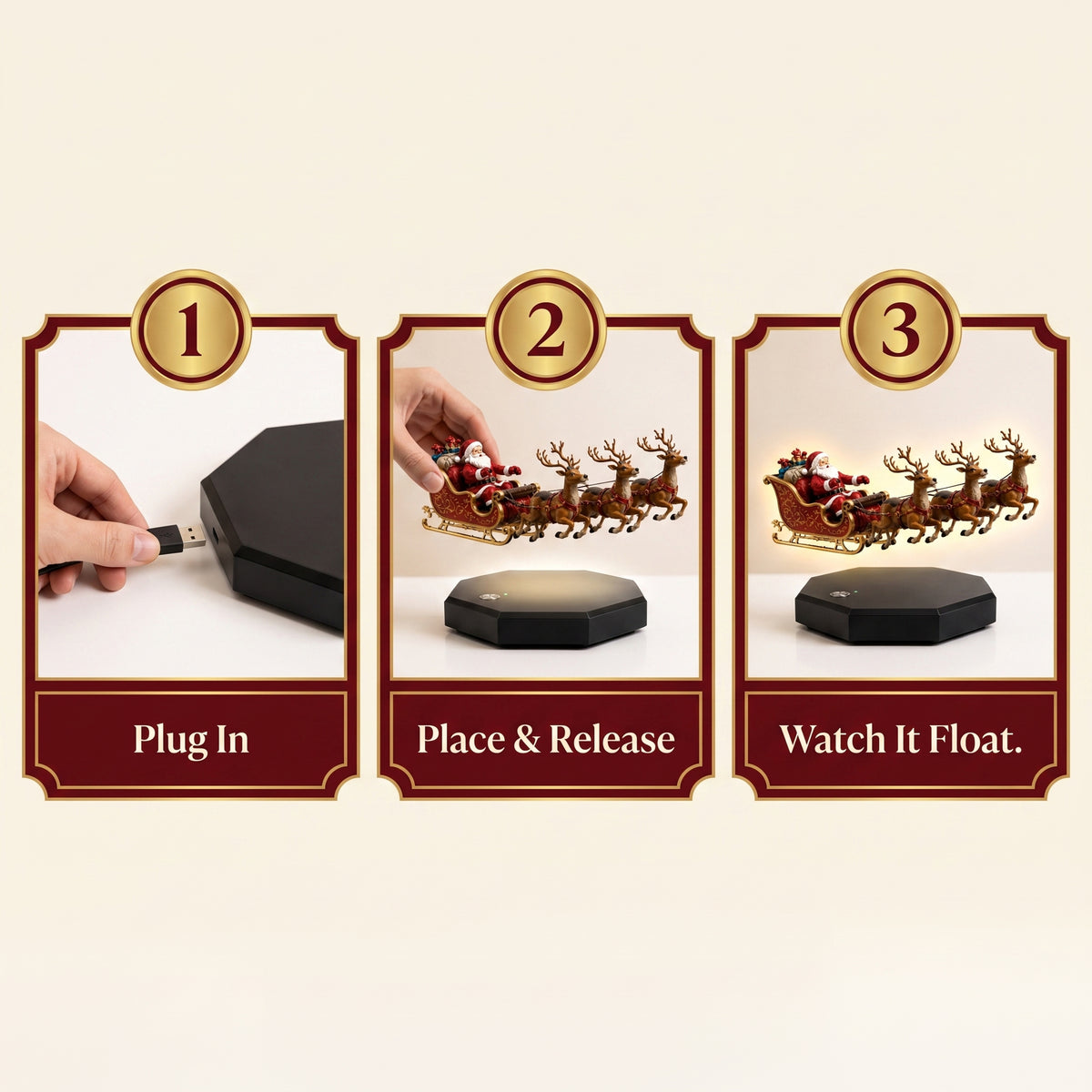🎅 Magnetic Levitating Santa Sleigh With Reindeer