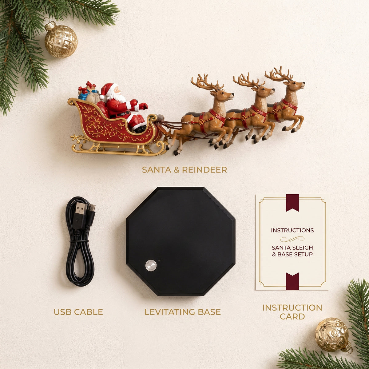 🎅 Magnetic Levitating Santa Sleigh With Reindeer