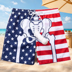 Funny USA Skeleton Swim Trunks, American Flag Beach Shorts, Patriotic Pool Party Beach Shorts For Men 686077 WFD