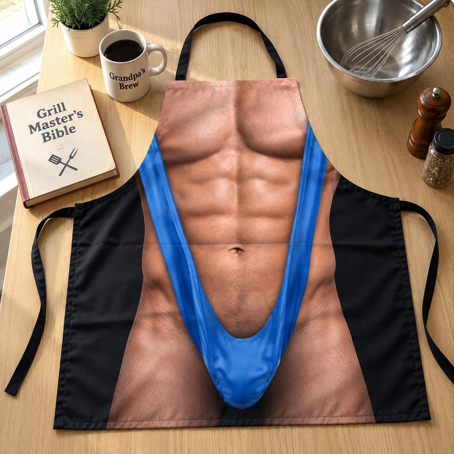 Custom Funny Patriotic Apron with Pocket, Personalized Fake Body BBQ Apron, Hilarious Grilling Gag Gift for Men 686191 WFD