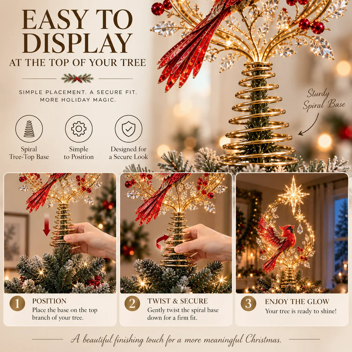 🐦Cardinal Heaven’s Light Tree Topper🌟
